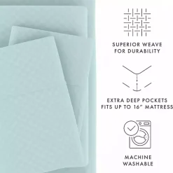 Aqua Embossed Checkered 3-pc. Twin Sheet Set