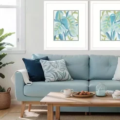 Aqua Tropical Leaves I Framed Art Print