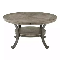Ash Gray Round Nailhead Coffee Table