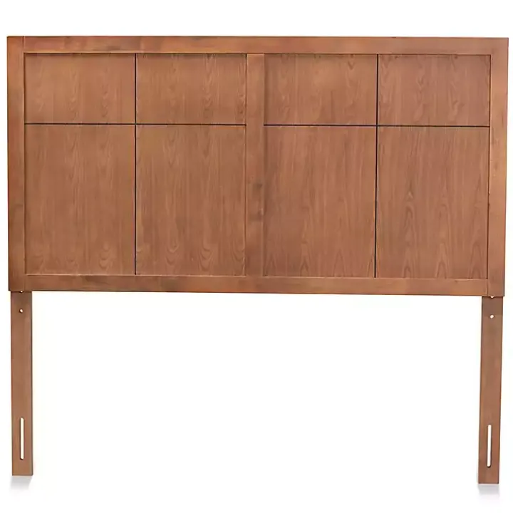 Ash Walnut Wood Panel Queen Headboard