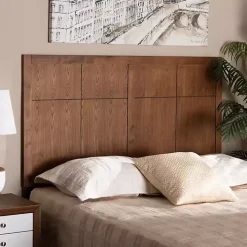Ash Walnut Wood Panel Queen Headboard
