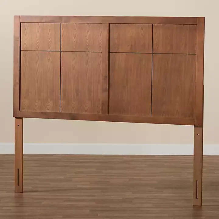 Ash Walnut Wood Panel Queen Headboard