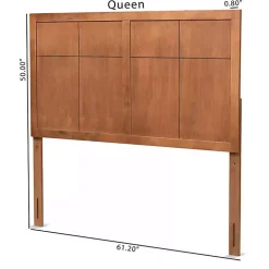 Ash Walnut Wood Panel Queen Headboard