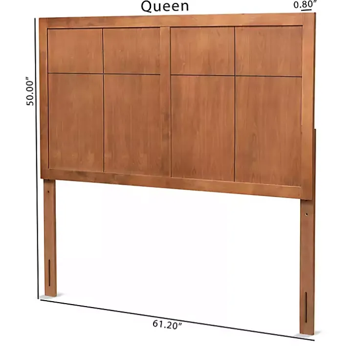 Ash Walnut Wood Panel Queen Headboard