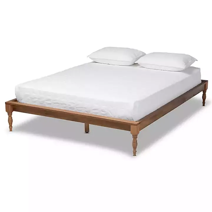 Ash Walnut Wood Platform Queen Bed