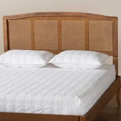 Ash Walnut Woven Rattan King Headboard