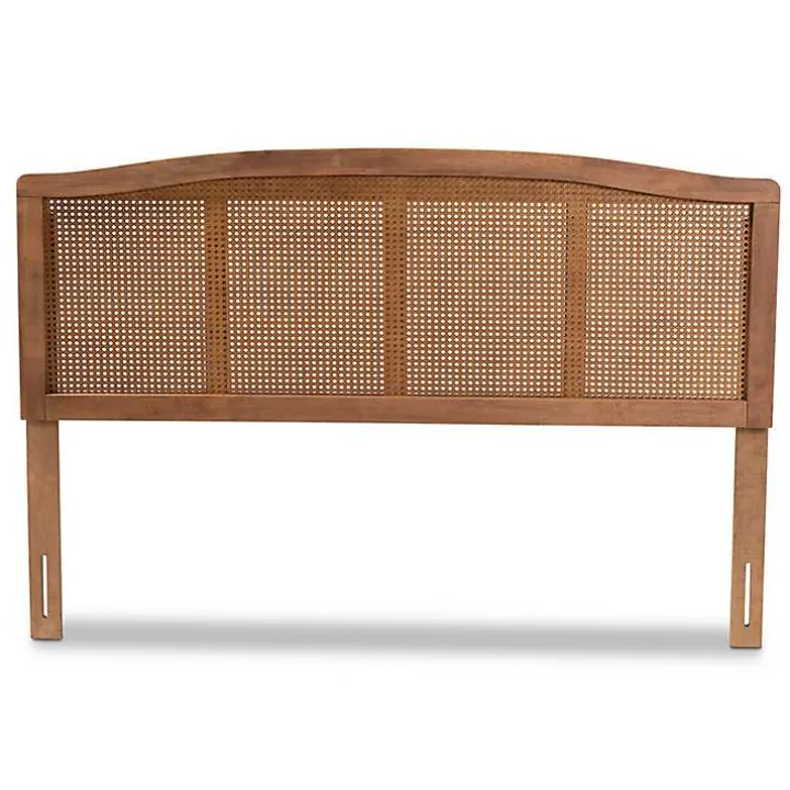 Ash Walnut Woven Rattan Queen Headboard