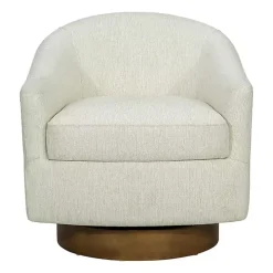 Ashton Cream Swivel Chair with Wood Base