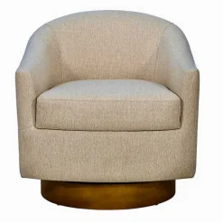 Ashton Tan Swivel Chair with Wood Base