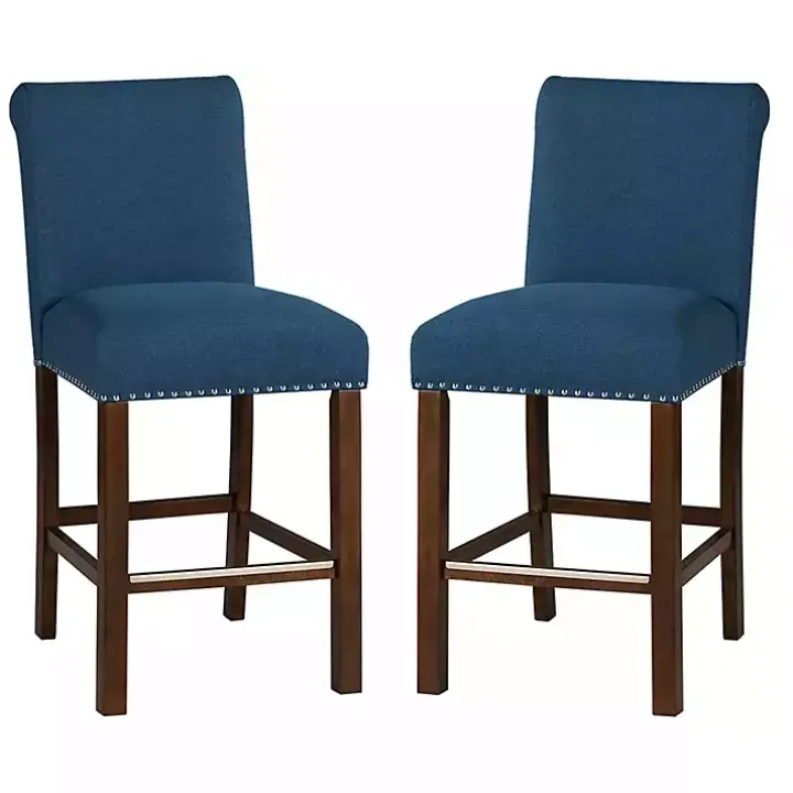 Aubrey Navy Upholstered 2-pc. Counter Stool Set