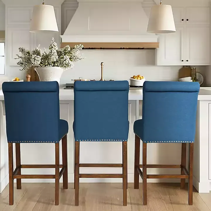 Aubrey Navy Upholstered 2-pc. Counter Stool Set