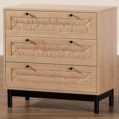 Ava Light Brown 3-Drawer Cabinet