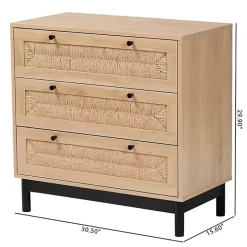 Ava Light Brown 3-Drawer Cabinet