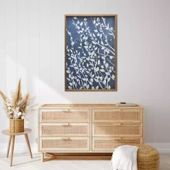 Azure Blooms Framed Canvas Art Print