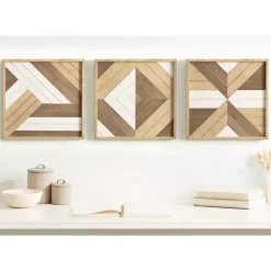 Ballez Geometric Wood Wall Plaques, Set of 3
