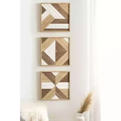 Ballez Geometric Wood Wall Plaques, Set of 3