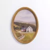 Barn Landscape Oval Framed Art Print