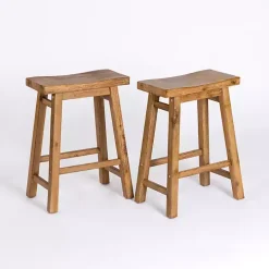 Barnwood Sonoma Saddle Counter Stools, Set of 2