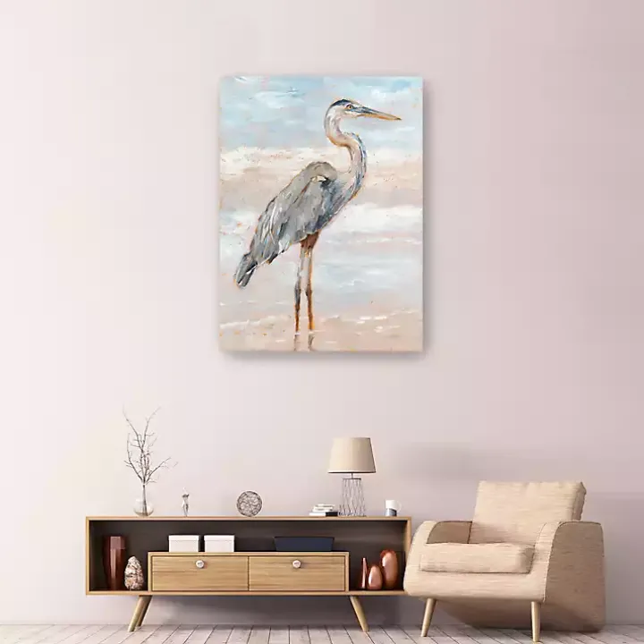 Beach Heron I Giclee Canvas Art Print, 48x36 in.
