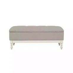 Beckett White and Gray Tufted Storage Bench