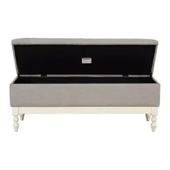 Beckett White and Gray Tufted Storage Bench