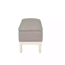Beckett White and Gray Tufted Storage Bench