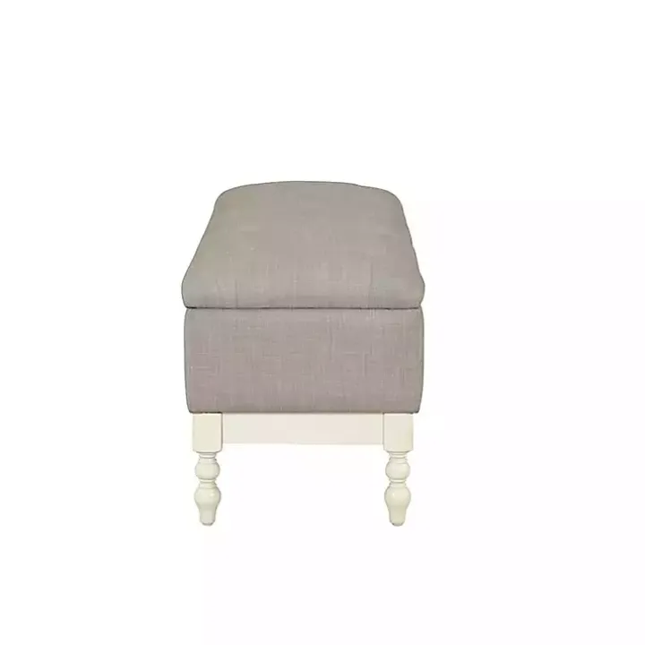 Beckett White and Gray Tufted Storage Bench
