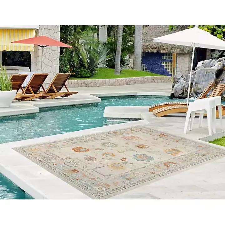 Beige Bohemian Area Rug, 7x9