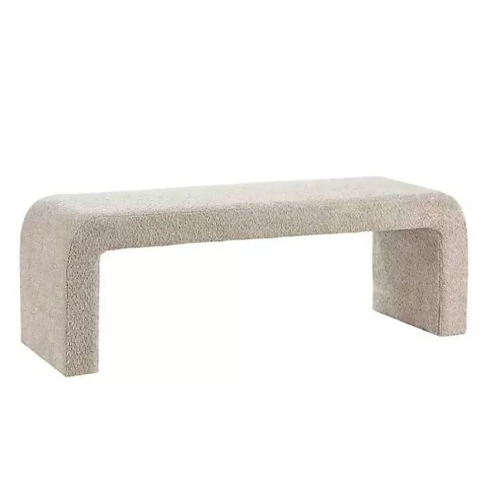Beige Boucle Waterfall Bench, 52 in.