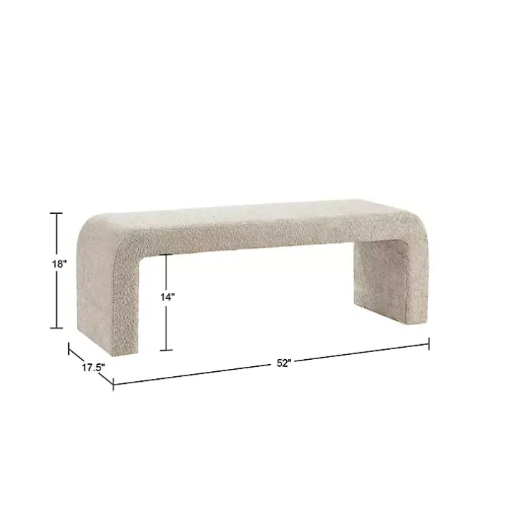 Beige Boucle Waterfall Bench, 52 in.