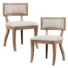 Beige Curved Back Dining Chairs, Set of 2