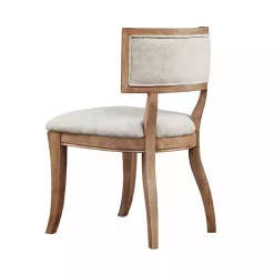 Beige Curved Back Dining Chairs, Set of 2