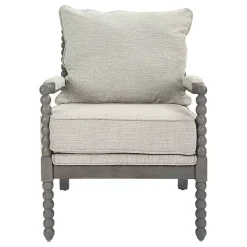 Beige Liam Turned Leg Accent Chair