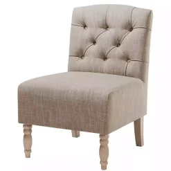 Beige Luna Tufted Armless Accent Chair