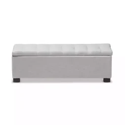 Beige Tufted Contemporary Storage Bench