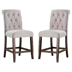 Beige Tufted Landon Counter Stools, Set of 2
