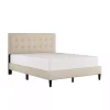Beige Tufted Low Profile Platform Queen Bed