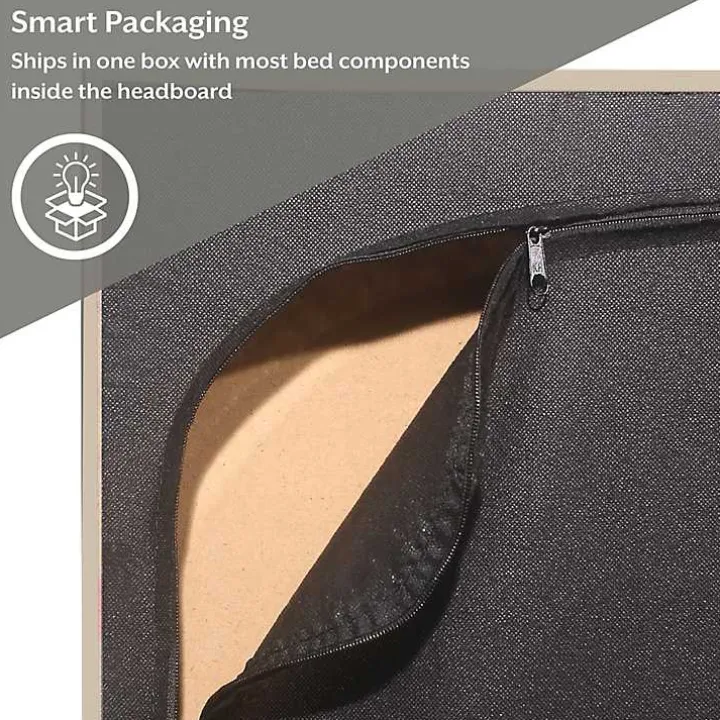 Beige Tufted Low Profile Platform Queen Bed