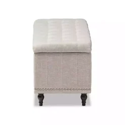 Beige Tufted Upholstery Storage Ottoman