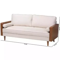 Beige Upholstered Harley Walnut Sofa