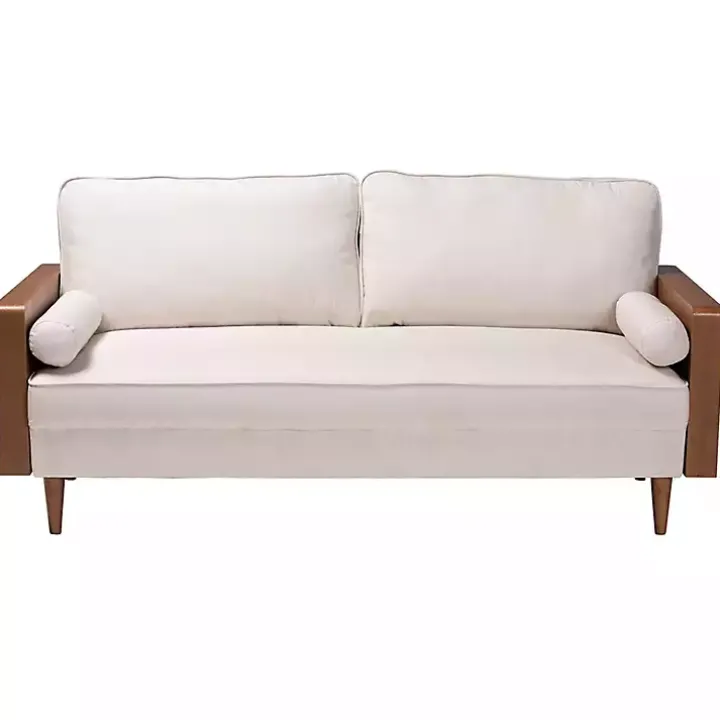 Beige Upholstered Harley Walnut Sofa
