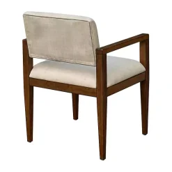 Beige Upholstered Wood Dining Chairs, Set of 2