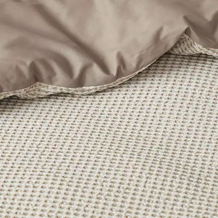 Beige Waffle Weave 3-pc. Queen Duvet Cover Set