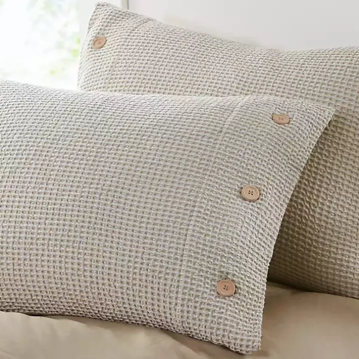 Beige Waffle Weave 3-pc. Queen Duvet Cover Set