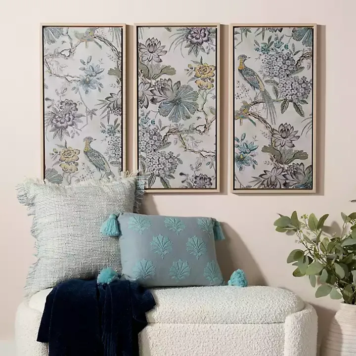 Birds on Branches Framed Canvas Prints, Set of 3