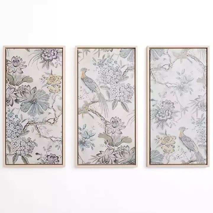 Birds on Branches Framed Canvas Prints, Set of 3