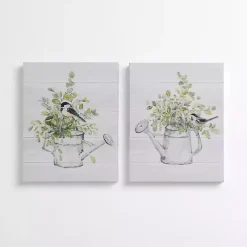 Birds on Water Pitcher Canvas Art Prints, Set of 2