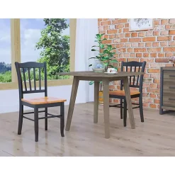 Black & Oak Wood Shaker Dining Chairs, Set of 2