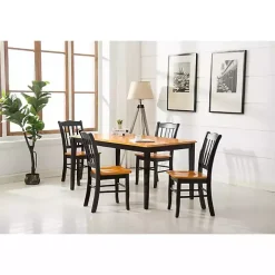 Black & Oak Wood Shaker Dining Chairs, Set of 2