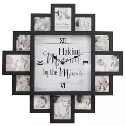 Black 12 Photo Frame Collage Clock